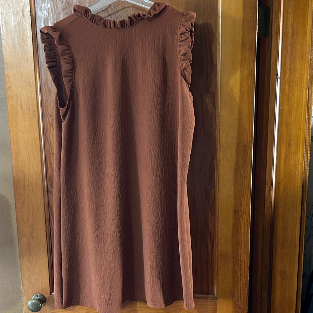Elegant Brown Ruffle Dress